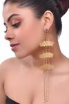 Buy_Zaza By Somya_Gold Plated Cut Work Geometric Pattern Earrings _at_Aza_Fashions