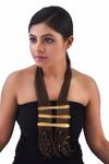 Buy_Zaza By Somya_Gold Plated Cotton Thread Tasselled Necklace _at_Aza_Fashions