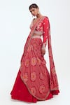 Onaya_Pink Silk Printed And Embellished Bandhani Lehenga Saree With Blouse _Online_at_Aza_Fashions