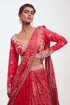 Shop_Onaya_Pink Silk Printed And Embellished Bandhani Lehenga Saree With Blouse _Online_at_Aza_Fashions