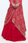 Onaya_Pink Silk Printed And Embellished Bandhani Lehenga Saree With Blouse _at_Aza_Fashions