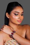Buy_Studio6 Jewels_Red Stones Square Embellished Bracelet _at_Aza_Fashions