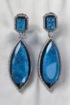 Buy_Studio6 Jewels_Blue Zari Zircon Embellished Teardrop Earrings _at_Aza_Fashions