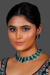 Buy_Studio6 Jewels_Green Stones Emerald Embellished Necklace Set _at_Aza_Fashions