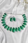Shop_Studio6 Jewels_Green Stones Emerald Embellished Necklace Set _at_Aza_Fashions