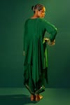 Shop_PRAHNAAYA_Green Satin Hand Embroidery Ariyana Placement Kurta With Harem Pant _at_Aza_Fashions