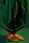 PRAHNAAYA_Green Satin Hand Embroidery Ariyana Placement Kurta With Harem Pant _at_Aza_Fashions