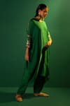 Buy_PRAHNAAYA_Green Satin Hand Embroidery Sequins V Tora Placement Kurta With Pant  _Online_at_Aza_Fashions