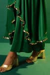 Shop_PRAHNAAYA_Green Satin Hand Embroidery Saasha Placement Kurta With Palazzo _Online_at_Aza_Fashions