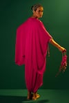 Shop_PRAHNAAYA_Pink Satin Hand Embroidery Sequins Placement Tunic With Dhoti Skirt  _at_Aza_Fashions