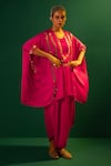 Buy_PRAHNAAYA_Pink Satin Hand Embroidery Sequins Placement Tunic With Dhoti Skirt  _Online_at_Aza_Fashions