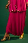 PRAHNAAYA_Pink Satin Hand Embroidery Ariyana Placement Kurta With Dhoti Skirt  _at_Aza_Fashions