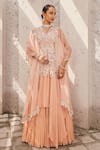 Buy_Nidhika Shekhar_Pink Georgette Embroidery Sequin Bahaar E Jalsa Floral Anarkali With Cape _at_Aza_Fashions