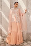 Nidhika Shekhar_Pink Georgette Embroidery Sequin Bahaar E Jalsa Floral Anarkali With Cape _Online_at_Aza_Fashions