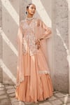 Buy_Nidhika Shekhar_Pink Georgette Embroidery Sequin Bahaar E Jalsa Floral Anarkali With Cape _Online_at_Aza_Fashions