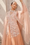 Shop_Nidhika Shekhar_Pink Georgette Embroidery Sequin Bahaar E Jalsa Floral Anarkali With Cape _Online_at_Aza_Fashions