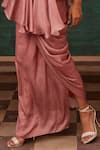 Buy_Nidhika Shekhar_Pink Lining Shantoon Printed Floral Butta Round Draped Kurta And Cowl Skirt Set _Online_at_Aza_Fashions