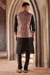 Shop_Nidhika Shekhar_Black Chanderi Printed Paisley Bundi And Kurta Set _at_Aza_Fashions