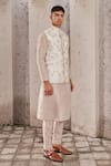 Buy_Nidhika Shekhar_Ivory Silk Embroidery Thread Floral Bundi _Online_at_Aza_Fashions