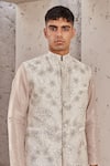 Shop_Nidhika Shekhar_Ivory Silk Embroidery Thread Floral Bundi _Online_at_Aza_Fashions