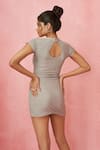 Shop_Label Frow_Grey Matte Lycra Round Draped Short Dress _at_Aza_Fashions