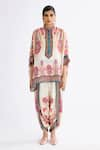 Buy_Rajdeep Ranawat_Multi Color Silk Print Abstract Stand Collar Chanel Mandala Tunic With Pant _Online_at_Aza_Fashions