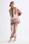 Buy_Rajdeep Ranawat_Multi Color Silk Print Abstract Stand Collar Chanel Mandala Tunic With Pant _at_Aza_Fashions