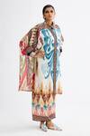 Rajdeep Ranawat_Multi Color Silk Print Abstract Collared Neck Kamara Shirt Tunic With Pant _at_Aza_Fashions