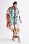 Buy_Rajdeep Ranawat_Multi Color Silk Print Abstract Collared Neck Kamara Shirt Tunic With Pant _at_Aza_Fashions