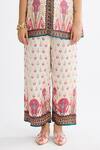 Rajdeep Ranawat_Multi Color Silk Embroidery Split V-neck Maizah Floral Print Shirt And Pant Set_Online_at_Aza_Fashions
