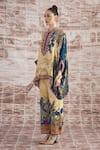 Rajdeep Ranawat_Yellow Silk Digital Printed Floral Band Vagator Chanel Tunic And Flared Pant Set _Online_at_Aza_Fashions