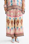 Rajdeep Ranawat_Multi Color Silk Bandeau Neck Chanel Printed Tunic And Flared Pant Set_Online_at_Aza_Fashions