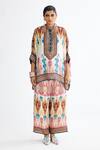 Buy_Rajdeep Ranawat_Multi Color Silk Bandeau Neck Chanel Printed Tunic And Flared Pant Set_Online_at_Aza_Fashions