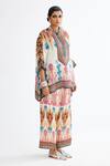 Rajdeep Ranawat_Multi Color Silk Bandeau Neck Chanel Printed Tunic And Flared Pant Set_at_Aza_Fashions