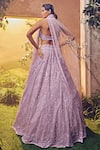 Shop_Aneesh Agarwaal_Purple Net Hand Embroidered Sequins Geometric Pastel Bridal Lehenga Set_at_Aza_Fashions