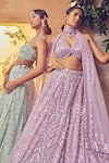 Buy_Aneesh Agarwaal_Purple Net Hand Embroidered Sequins Geometric Pastel Bridal Lehenga Set_Online_at_Aza_Fashions