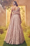 Shop_Aneesh Agarwaal_Pink Georgette Hand Embroidered Sequins Plunged Pastel Bridal Lehenga Set_at_Aza_Fashions