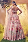 Shop_Aneesh Agarwaal_Pink Organza Embellished Sequin Scoop Neck Foliage Bridal Lehenga Set _at_Aza_Fashions