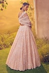 Shop_Aneesh Agarwaal_Pink Net Embroidered Sequin And Japanese Bugle Bead Scallop Bridal Lehenga Set_at_Aza_Fashions