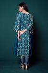 Shop_Suave_Blue Kurta And Pant Chanderi Print Floral Motif Aasmani Shelled Set _at_Aza_Fashions