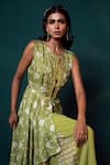 Suave_Green Jacket Dola Silk Print Dhoop Blossom Embroidered Gharara Set _Online_at_Aza_Fashions
