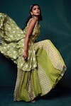 Suave_Green Jacket Dola Silk Print Dhoop Blossom Embroidered Gharara Set _at_Aza_Fashions