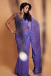 Buy_Irrau by Samir Mantri_Purple Net Embroidered Sequins Round Geometric Saree With Blouse 