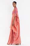 Shop_Studio Medium_Peach Silk Handwoven High Round Pre-draped Kaftan Saree With Running Blouse_Online_at_Aza_Fashions