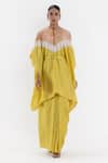 Buy_Studio Medium_Yellow Silk Handwoven High Round Draped Kaftan Saree With Running Blouse_at_Aza_Fashions
