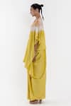 Studio Medium_Yellow Silk Handwoven High Round Draped Kaftan Saree With Running Blouse_Online_at_Aza_Fashions