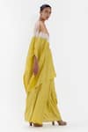 Buy_Studio Medium_Yellow Silk Handwoven High Round Draped Kaftan Saree With Running Blouse_Online_at_Aza_Fashions