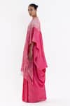 Studio Medium_Pink Silk Handwoven High Round Pre-draped Kaftan Saree With Running Blouse_Online_at_Aza_Fashions