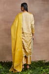 Shop_Sue Mue_Yellow Kurta  Handwoven Silk Tissue Hand Embroidered Nazma Trouser Set _at_Aza_Fashions