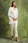 Shop_Sue Mue_Off White Pure Silk Satin Embroidered Resham Sana Top And Pant Set _Online_at_Aza_Fashions